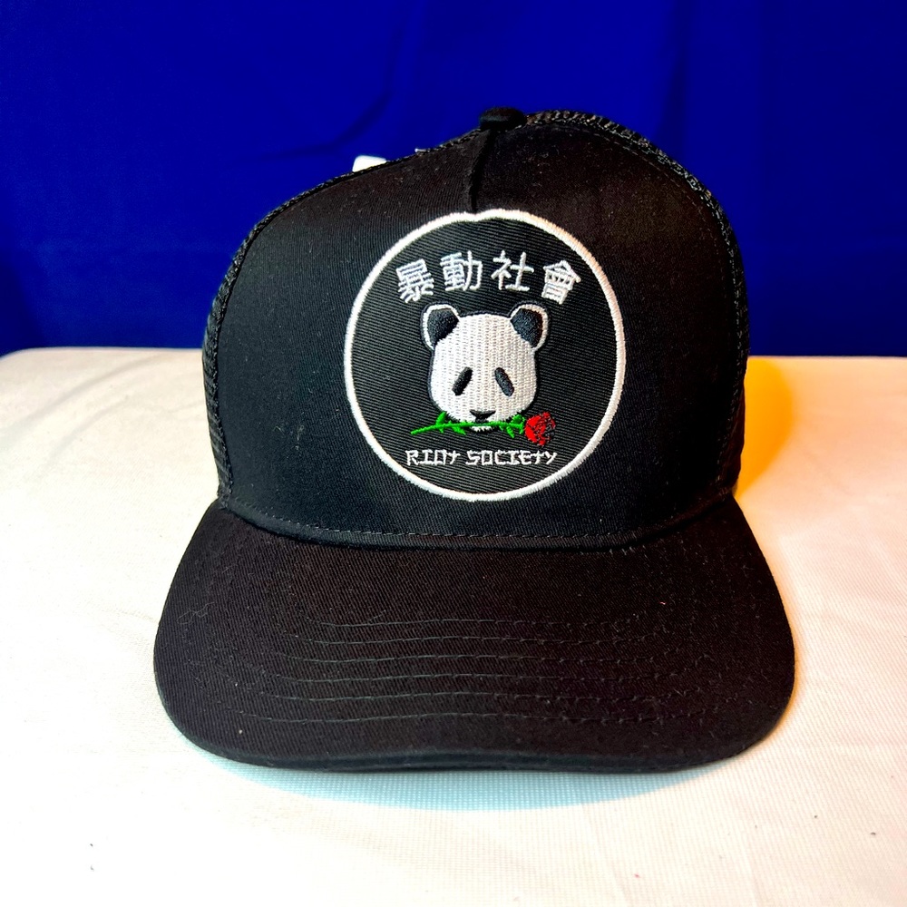 Riot Society hat panda snapback black  Trucker Mesh